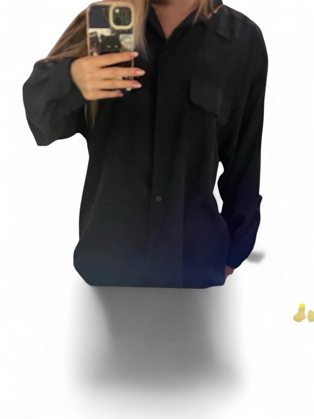 Classic 100% Silk Black Button-Up Shirt
